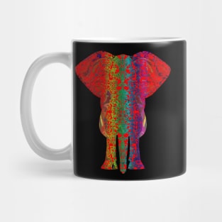 Rainbow Red Elephant on Black V.2 Mug